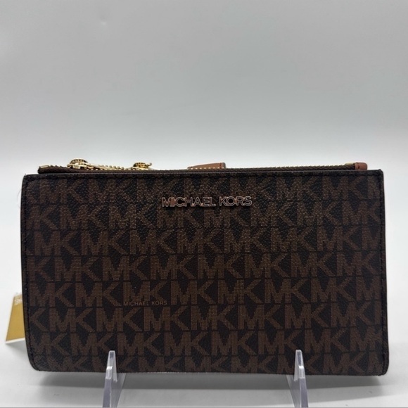 Michael Kors Lg Double Zip Wallet Wristlet & Trifold Wallet Brown | BUNDLE DEAL - Picture 7 of 13